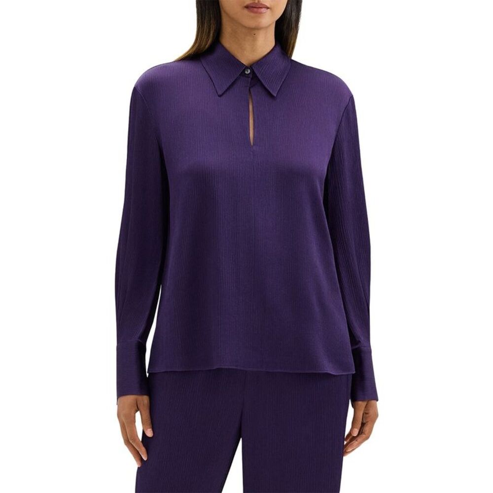 Theory Womens Slit Collar Pullover, Purple